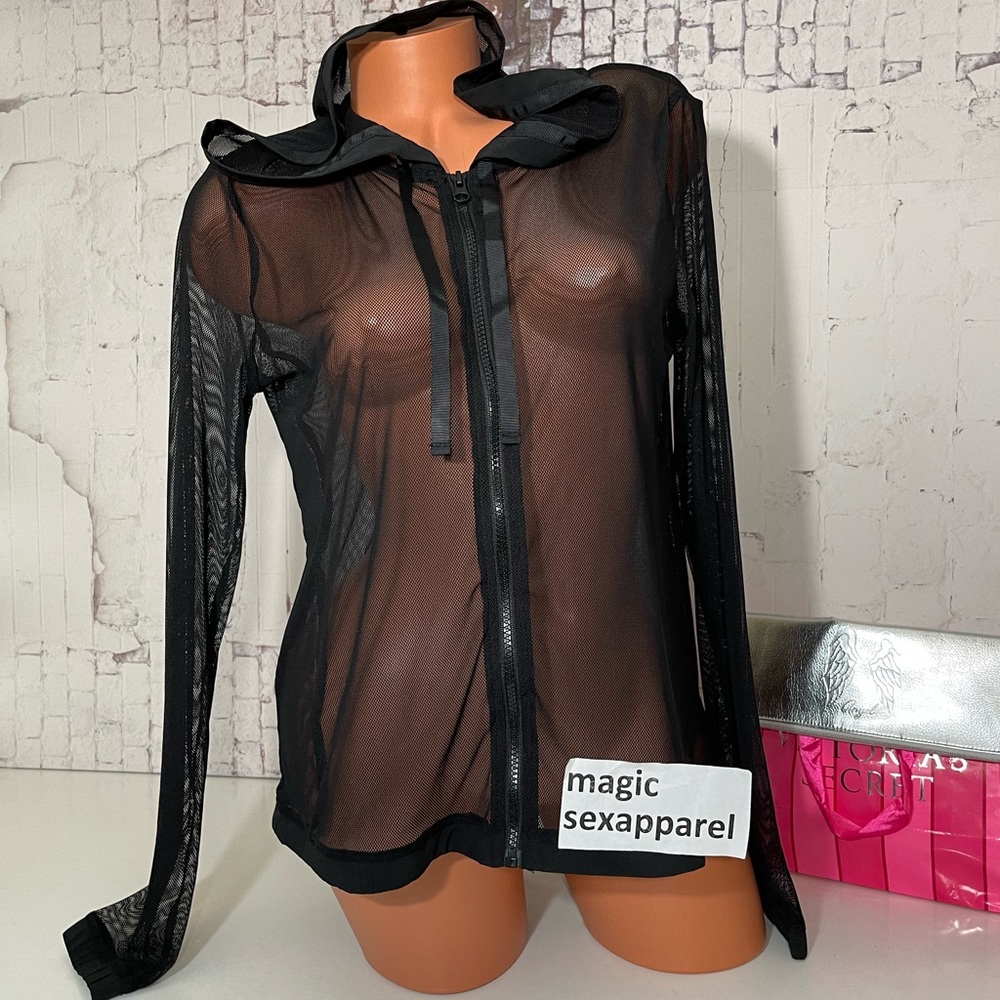 VS SPORT XS S ZIP UP MESH JACKET HOODIE CUT OUT
